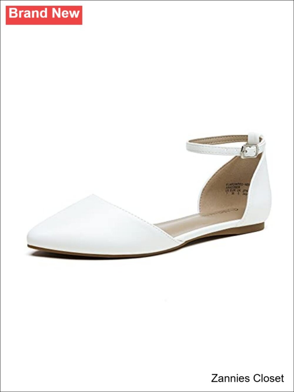 ✨ Pointed Toe D'Orsay Flats with Adjustable Ankle Strap & Non-Slip Sole